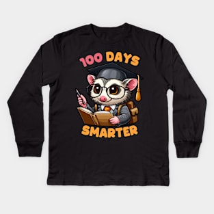 100 Days Smarter Cute Opossum Student Kids Long Sleeve T-Shirt